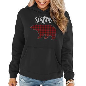 Red Plaid Sister Bear Matching Family Pajama Women Hoodie | Mazezy