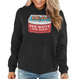 Red White Brew Funny July 4Th Summer Cookout Beer Bbq Women Hoodie | Mazezy