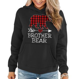 Retro Brother Bear Red Plaid Buffalo Arrow Christmas Family Women Hoodie Graphic Print Hooded Sweatshirt - Thegiftio UK