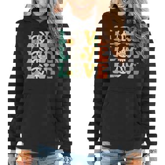 Retro Groovy Peace Sign Love Floral 70S & 80S Hippie Style Women Hoodie | Mazezy
