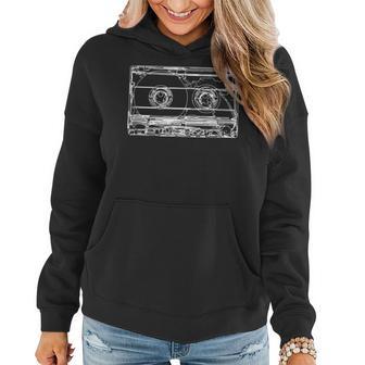 Retro Musik Kassette Skizze Vintage Audio Zeichnung Frauen Hoodie - Seseable