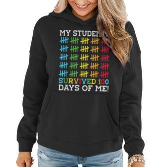 Retro My Students Survived 100 Days Of Me Funny Teacher Women Hoodie - Seseable