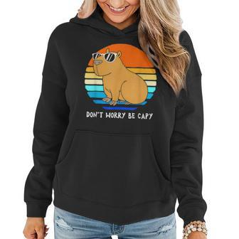 Retro Rodent Funny Capybara Dont Be Worry Be Capy Women Hoodie - Thegiftio UK