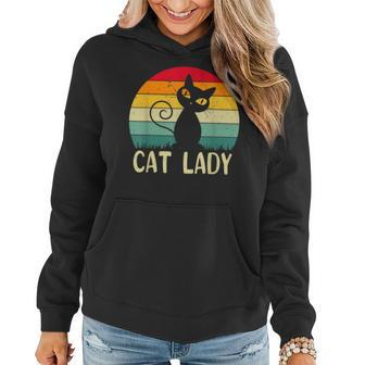 Retro Vintage Cat Lady Funny Cat Meow For Men Women Love Cat Women Hoodie | Mazezy