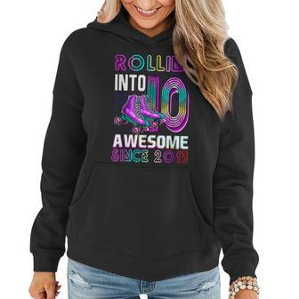 Rollin Into 10 Awesome 2013 Roller Skating 10Th Birthday Women Hoodie - Seseable