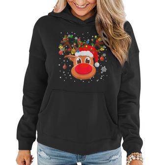 Rudolph Red Nose Reindeer T Santa Christmas V2 Women Hoodie Graphic Print Hooded Sweatshirt - Thegiftio UK