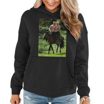 Russian Putin Riding A Horse With Donald Trump Meme Women Hoodie | Mazezy