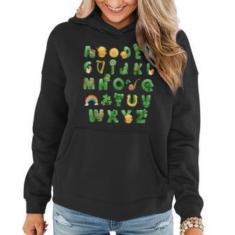 Saint Patricks Day Alphabet Abcs Elemeno For Teacher Student Women Hoodie - Seseable