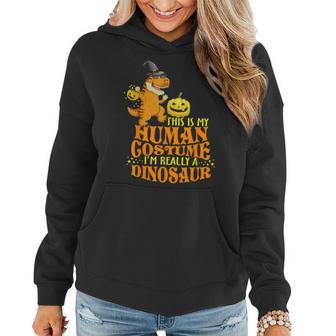 Saurus Dinosaur Halloween T-Rex Costume Funny Women Hoodie Graphic Print Hooded Sweatshirt - Thegiftio UK