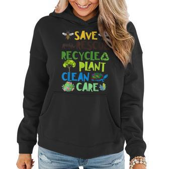 Save Bees Rescue Animals Recycle Plastict Earth Day Women Hoodie | Mazezy