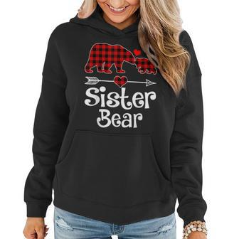 Sister Bear Christmas Pajama Red Plaid Buffalo Matching Xmas Women Hoodie Graphic Print Hooded Sweatshirt - Thegiftio UK