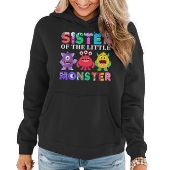 Sister Of The Little Monster Birthday Party Family Monster Women Hoodie Graphic Print Hooded Sweatshirt - Thegiftio UK