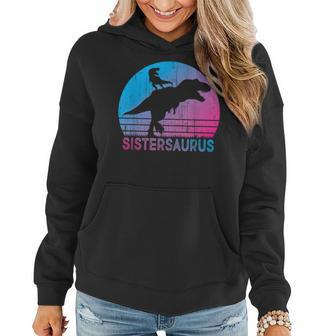Sistersaurus Vintage Sunset Trex Dinosaur Sister Gift Women Hoodie | Mazezy CA