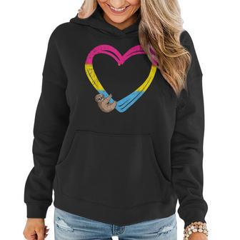 Sloth Heart Pansexual Funny Pride Flag Lgbt-Q Ally Women Hoodie | Mazezy