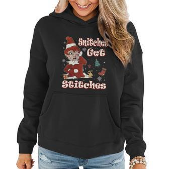 Snitches Get Stitches Elf On Shelf Ugly Christmas Sweater V2 Women Hoodie - Monsterry