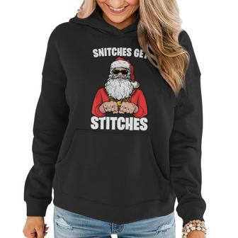 Snitches Get Stitches Santa Women Hoodie - Monsterry