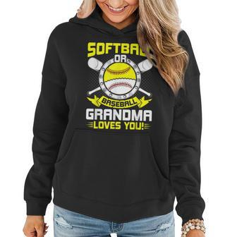 Softball Or Baseball Grandma Loves You Gender Reveal Gift Women Hoodie | Mazezy