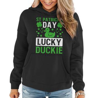 St Patricks Day Lucky Duckie Women Hoodie | Mazezy