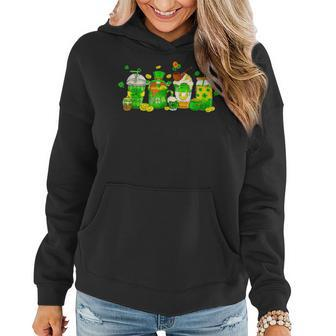 St Patricks Day Lucky Latte Coffee Cup Shamrock Coffee Lover Women Hoodie - Seseable