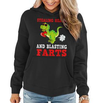 Stealing Hearts And Blasting Farts T Rex Cute Toddler Women Hoodie - Seseable