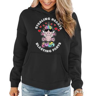 Stealing Hearts And Blasting Farts Valentines Day Unicorn Women Hoodie - Seseable