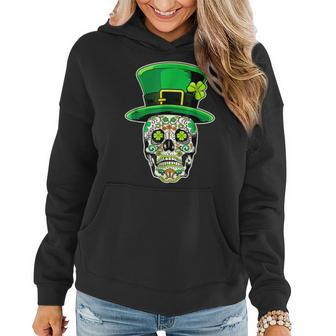 Sugar Skull Happy St Patricks Day Of Dead Women Hoodie - Seseable