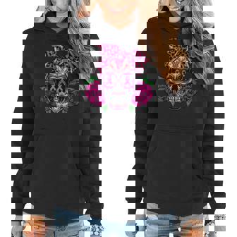 Sugar Skull Pink Flower Leopard Warriors Breast Cancer Women Hoodie Graphic Print Hooded Sweatshirt - Thegiftio