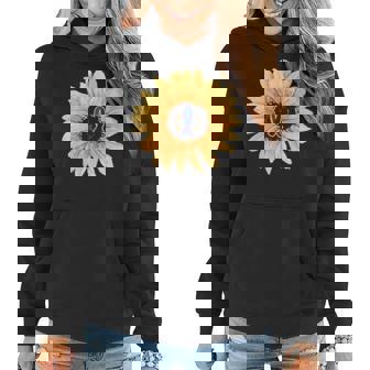 Sunflower Faith Dark Blue Ribbon Colon Cancer Awareness Women Hoodie | Seseable CA