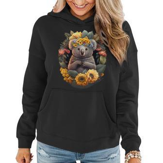 Sunflower Hippie Floral Koala Women Hoodie | Mazezy