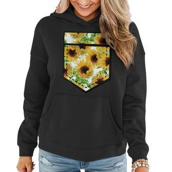 Sunflower Sunflower Aesthetic Pocket Print Women Hoodie | Mazezy