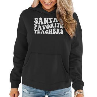 Teacher Christmas Matching Teacher Santas Favorite Teacher Women Hoodie Graphic Print Hooded Sweatshirt - Thegiftio UK