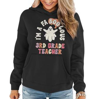 Teacher Halloween Retro 3Rd Grade Vintage Third Grade Women Hoodie Graphic Print Hooded Sweatshirt - Thegiftio UK