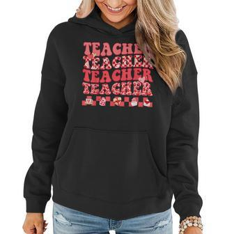 Teacher Valentines Day Hippie Sweet Heart Teacher Womens Women Hoodie - Seseable