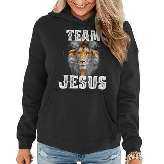 Team Jesus Lion Judah Jesus Cross Lovers Christian Faith Women Hoodie - Seseable
