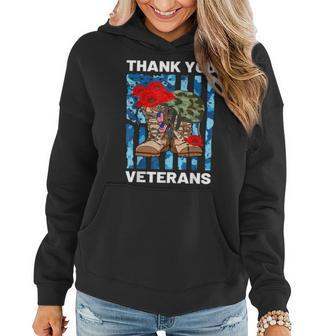 Thank You Veterans Combat Boots Poppy Flower Veteran Day V2 Women Hoodie - Seseable
