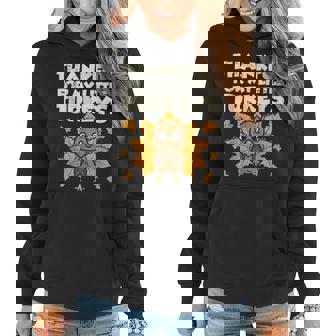 Thankful For My Little Turkeys Thanksgiving Teacher Mom Women Hoodie Graphic Print Hooded Sweatshirt - Thegiftio