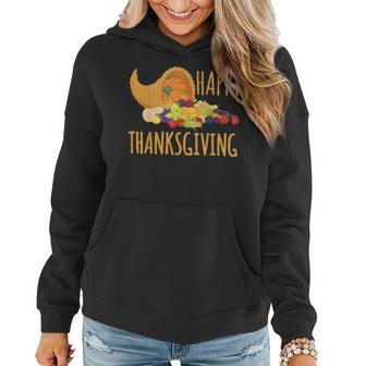 Thanksgiving Cornucopia Horn Of Plenty Food Harvest Fun Gift Women Hoodie Graphic Print Hooded Sweatshirt - Thegiftio UK