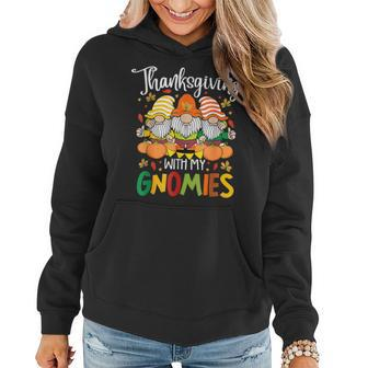 Thanksgiving With My Gnomies Funny Fall Autumn Gnomes Lover Women Hoodie Graphic Print Hooded Sweatshirt - Thegiftio UK