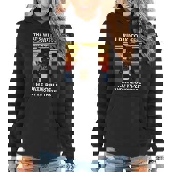 That Is What I Do I Drink Coffee I Hate People Black Cat Women Hoodie Graphic Print Hooded Sweatshirt - Thegiftio