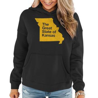 The Great State Of Kansas Missouri Map Women Hoodie - Seseable