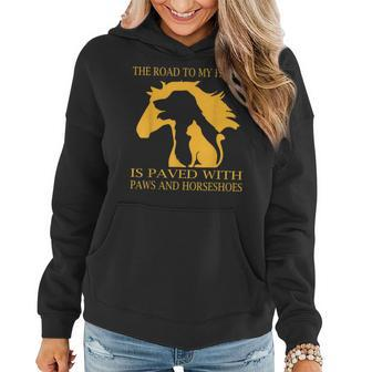 The Road To My Heart Is Paved With Paws And Horseshoes Women Hoodie | Mazezy