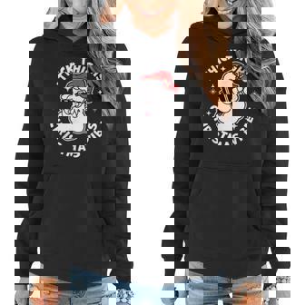 Thick Things And Christmas Vibes Santa Claus Glasses Women Hoodie | Seseable UK