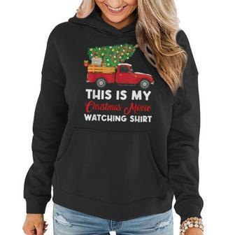 This Is My Christmas Movie Watching Funny Xmas Pjs Women Hoodie Graphic Print Hooded Sweatshirt - Thegiftio UK
