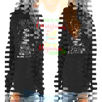 This Is My Christmas Pajama Christmas Teddy Bear Women Hoodie Graphic Print Hooded Sweatshirt - Thegiftio