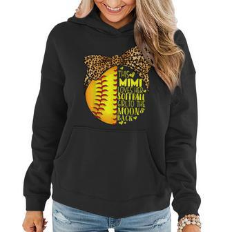 This Mimi Loves Her Softball Girl Mothers Day Leopard Women Hoodie - Seseable