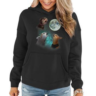 Three Chihuahuas Howl At Moon 3 Wolfs - Funny Wolves Parody Women Hoodie Graphic Print Hooded Sweatshirt - Thegiftio UK