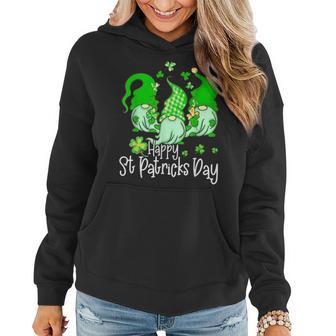 Three Gnome Happy St Patricks Day Irish Shamrock Leprechaun V4 Women Hoodie - Seseable