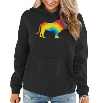 Tie Dye Lion Rainbow Print Lionet Cub Hippie Peace Gift Women Hoodie - Seseable