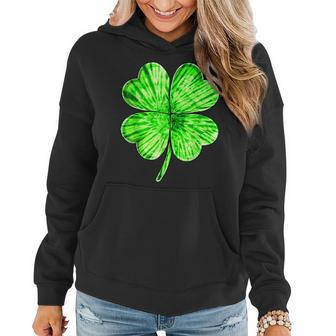 Tie Dye Shamrock Lucky Four Leaf Clover St Patricks Day Women Hoodie - Seseable