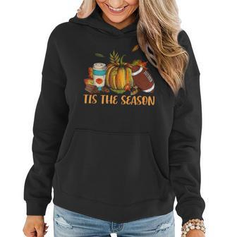 Tis The Season Coffee Fall Football And Halloween Pumpkin Women Hoodie Graphic Print Hooded Sweatshirt - Thegiftio UK
